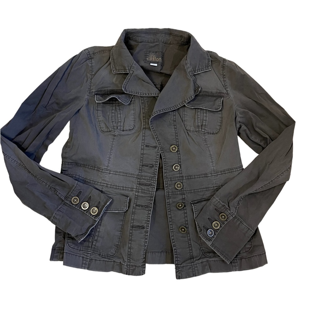 Women’s Caslon fitted button down brown jacket Medium